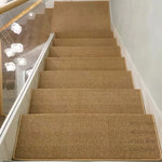 tapis d'escalier moderne antidérapant 15 pièces adhésif beige clair texture tissée polyester