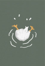 toile d'art oies illustration moderne minimaliste sans cadre vert foncé blanc 20x30cm 30x42cm 40x60cm