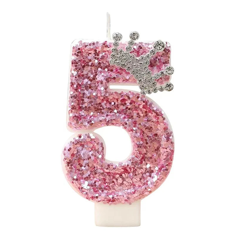 bougies chiffres anniversaire rose pailletées décoratives brillantes adhésives