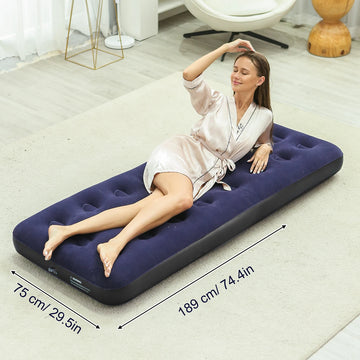 matelas gonflable bleu foncé mousse creux moderne pompe air double large single single