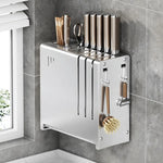 porte couteaux moderne bloc argenté fixe mur vis couteaux scie brosse étiquettes français