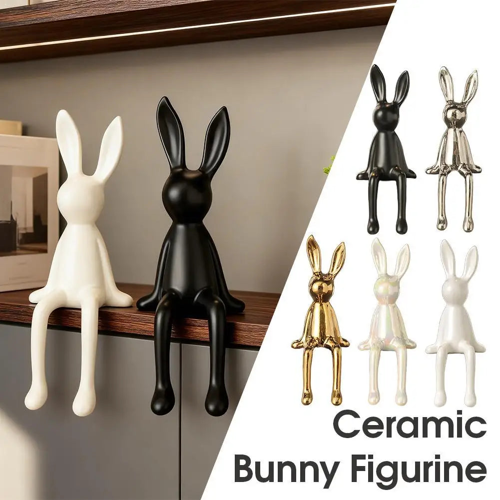 figurine céramique moderne blanc noir doré argenté pailleté minimaliste salon entrée armoire TV ornement