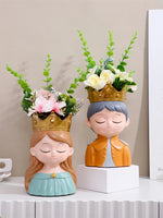 cache pot figurine féerique résine décoratif plantes succulentes fleurs jardin maison