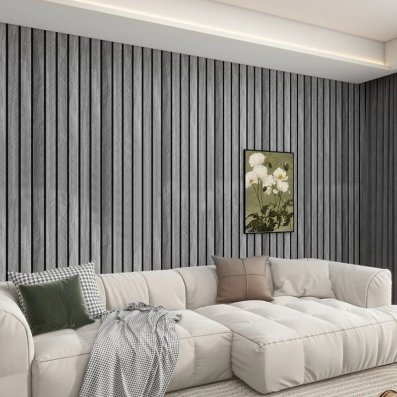 panneau décoratif autoadhésif moderne rayures horizontales gris noir résistant humidité cuisine chambre