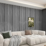 panneau décoratif autoadhésif moderne rayures horizontales gris noir résistant humidité cuisine chambre