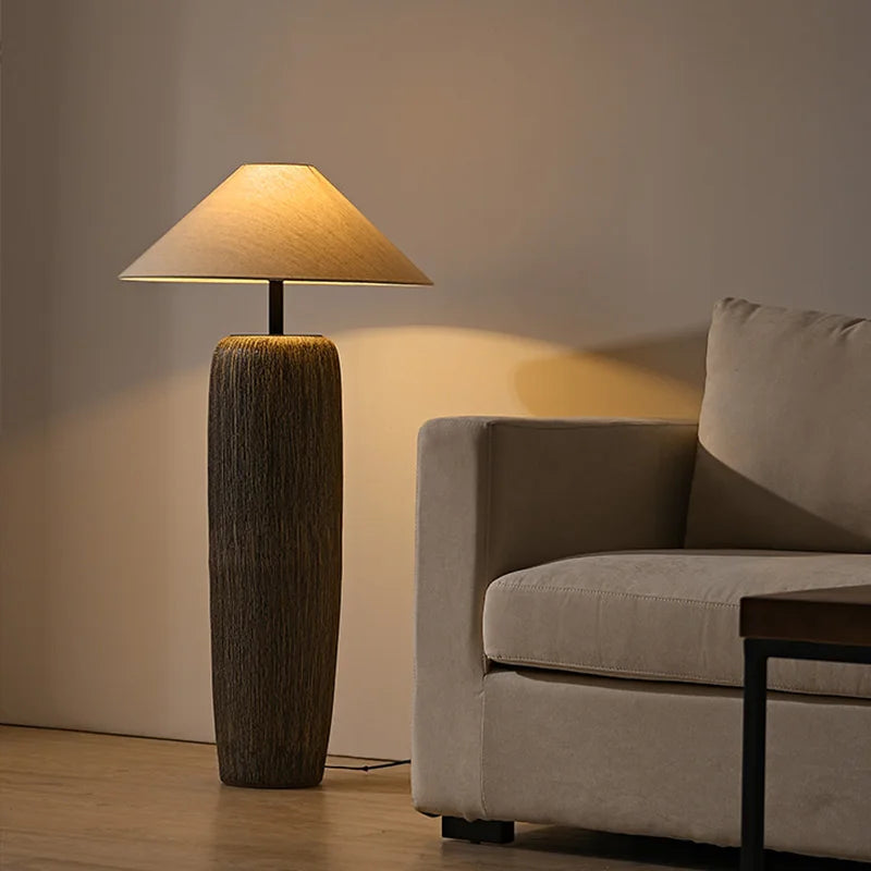 lampe table bois marron abat jour beige led éclairage intérieur haute qualité française