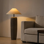 lampe table bois marron abat jour beige led éclairage intérieur haute qualité française