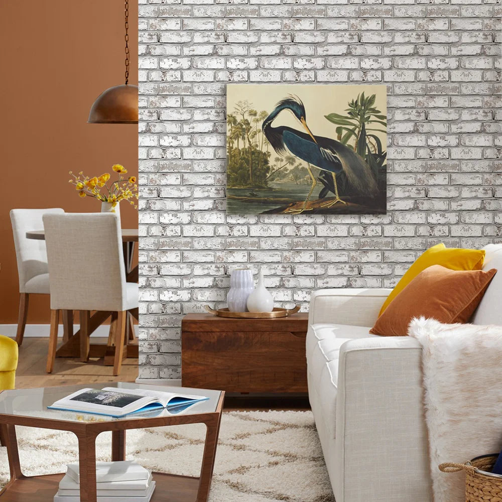 panneau mural vintage autocollant pvc 3d brique blanc gris résistant l'eau moderne