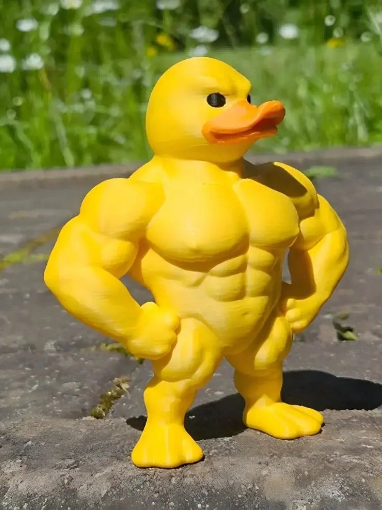 statue canard musclé jaune orange 3d humoristique décoration intérieure extérieure carnaval anniversaire noël