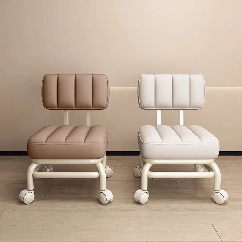 tabouret moderne cuir noir orange rose pivotant roulettes hauteur assise 26cm largeur assise 34cm