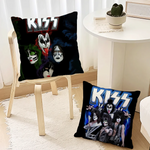coussin carré motif kiss polyester pop rock noir imprimé dobbys décoratif 40x40cm 45x45cm 50x50cm