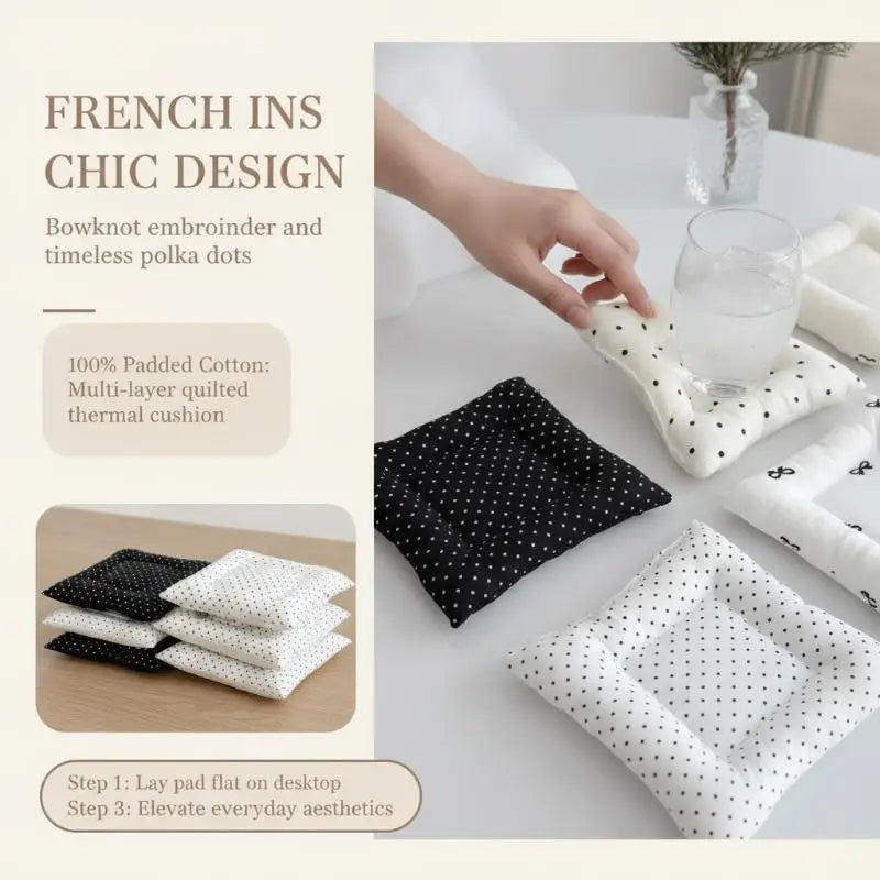 coussin protection blanc noir points noeuds chic moderne