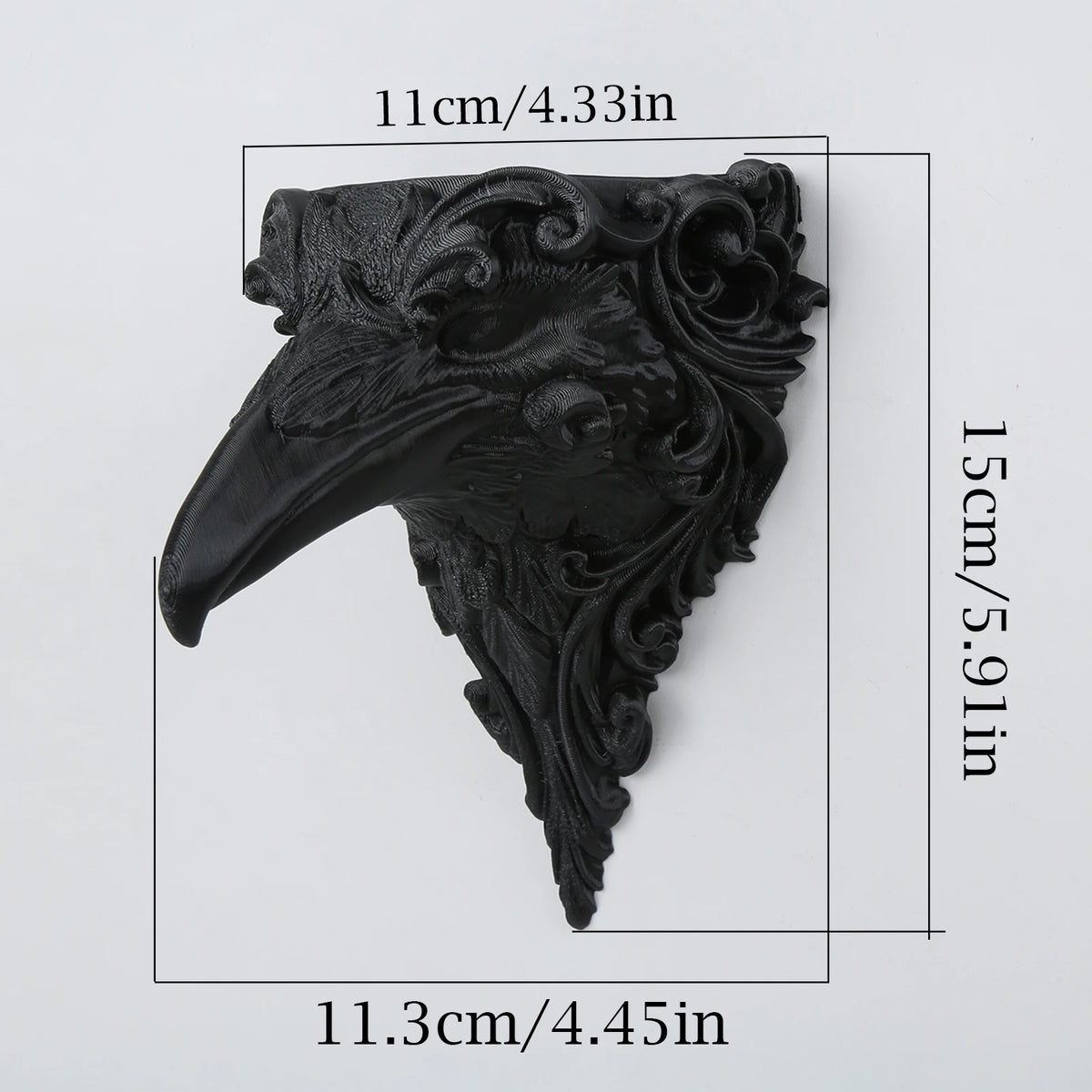 pot fleurs tête corbeau noir gothique sculpté succulentes décoration murale halloween vintage