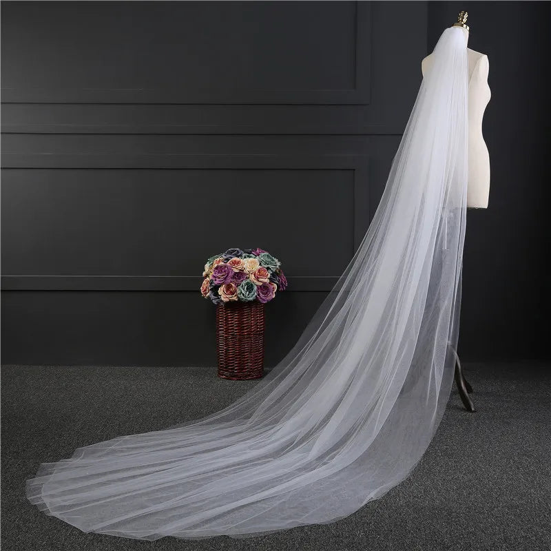 voile mariée deux couches polyester blanc transparent classique peigne métallique inclusion accessoires mariage femme