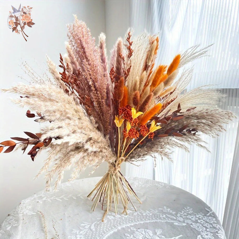 bouquet fleurs séchées naturelles décoration maison automne orange rustiqueintérieur anniversaire mariage