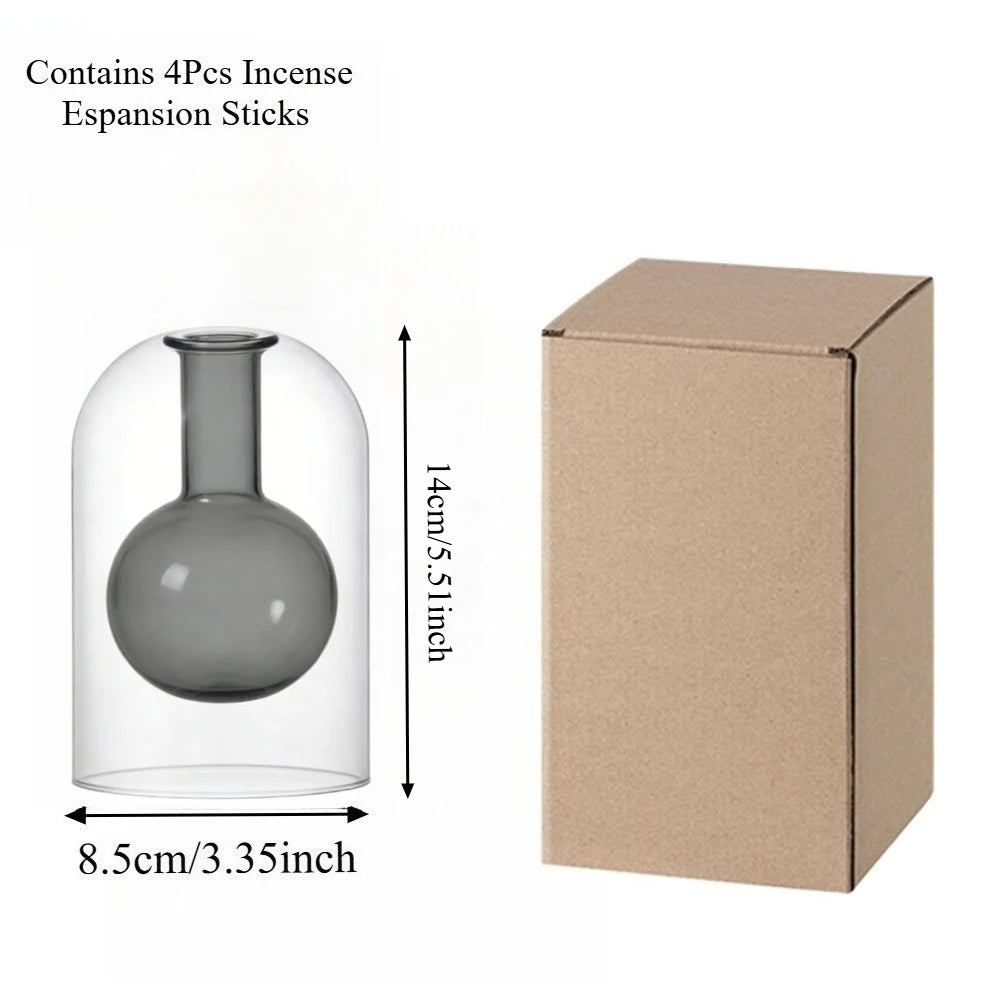 diffuseur huiles essentielles verre transparent moderne bâtonnets parfum inclusion liquide
