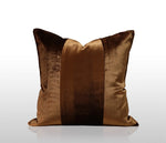 taies d'oreiller jacquard patchwork moderne rayées marron doré élégantes respectueuses environnement adhésives maison