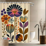 rideau douche floral vintage motifs abstraits couleurs vives polyester moderne 180x180cm anneaux métalliques