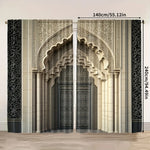 rideaux arc marocain motif architectural beige clair noir gris décoration maison islamique decoration opaque