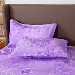 ensemble deux taies d'oreiller bleu fleurs blanches romantique lit double coton polyester