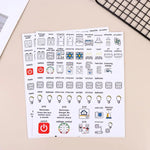 autocollants graphiques icônes électriques jaune bleu clair blanc simples adhésifs pack feuilles pack feuilles