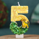 bougies numériques animales paillettes lion jaune vert anniversaire enfant festive