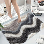 tapis gris noir blanc rayures ondulées moderne antidérapant polyester imperméable