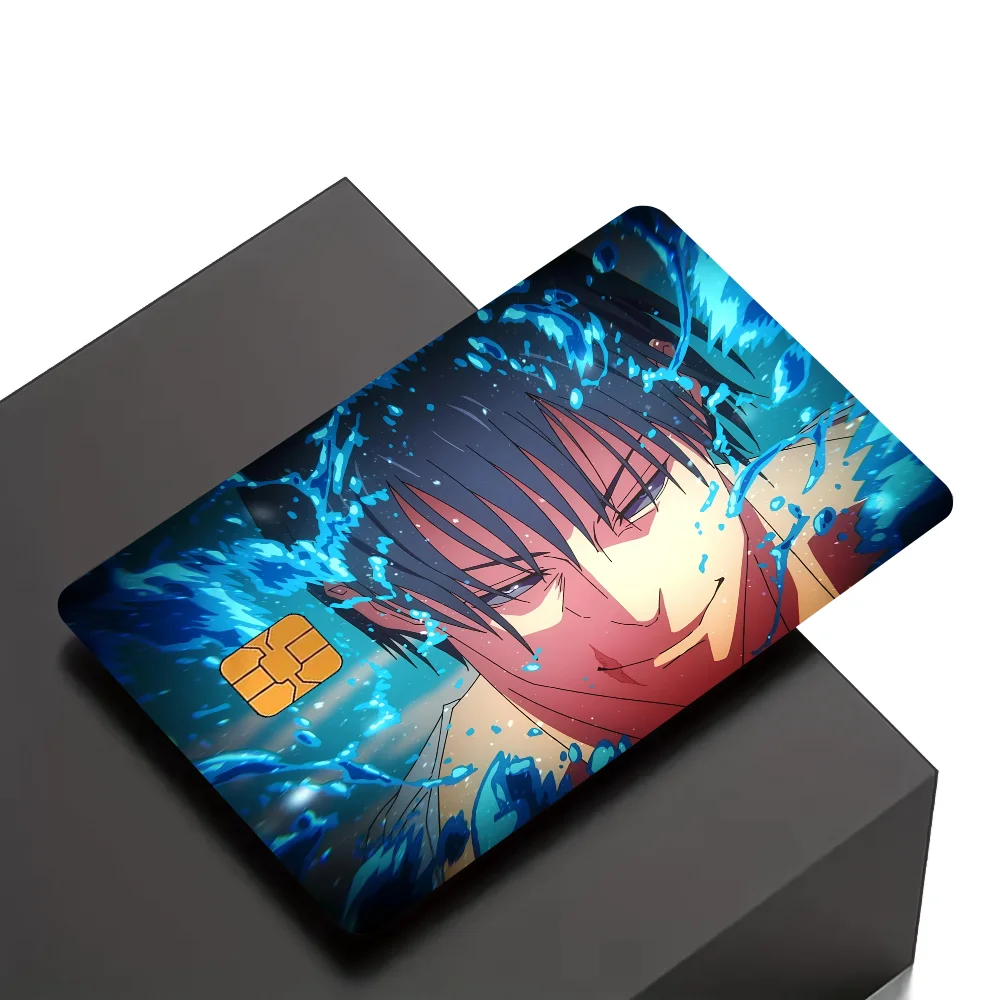cartes crédit personnalisées adhésives anime fushiguro épée motif abstrait moderne blanc noir orange