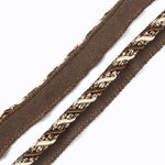 ruban décoratif tissé motifs dorés rouge marron bleu vert violet noir 7mm polyester classique