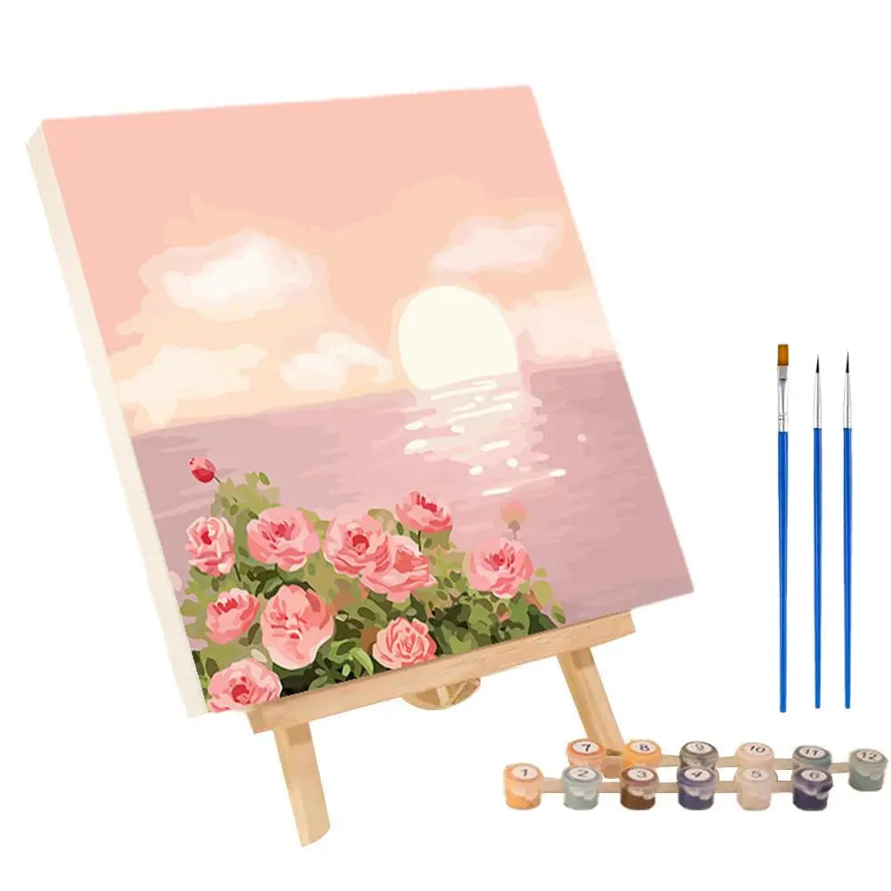 peinture numéros kit abstrait coucher soleil paysage moderne art floral tournesols ciel couleurs variées