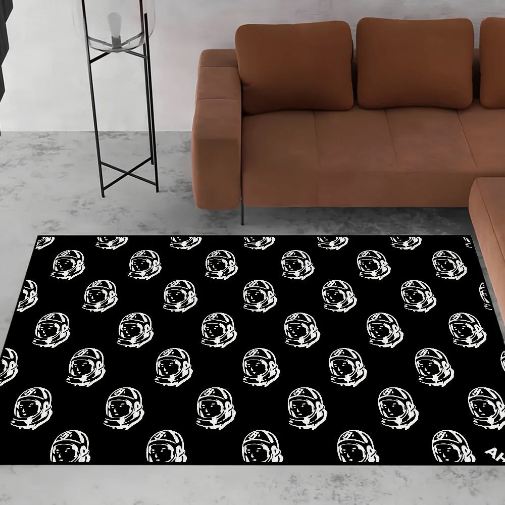 tapis oriental rayé astronautes noir blanc moderne antidérapant polyester adultes chambre salon