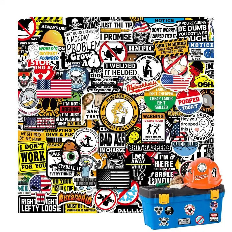 stickers adhésifs humour divers couleurs motifs casque sécurité adultes 150 pièces