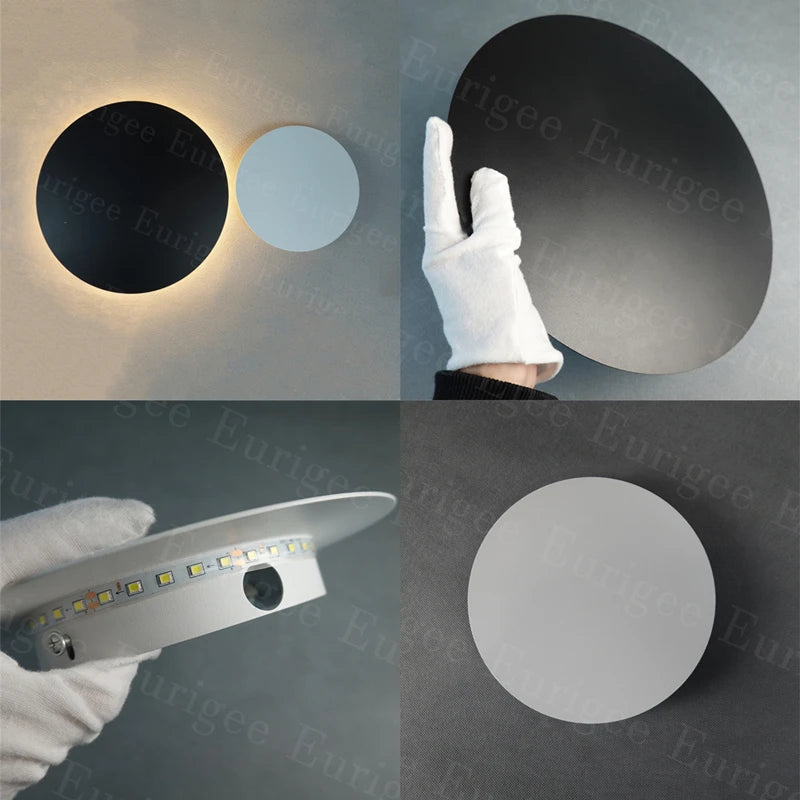applique murale led moderne minimaliste noir gris blanc 20cm 90260v 30m² cuisine