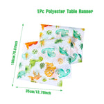table table motif dinosaure feuilles tropicales décoration enfantine anniversaire fête révélation sexe aquarelle blanc
