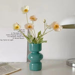 vase verre moderne blanc vert bleu rose noir geometrique decoration intérieure fleurs artificielles