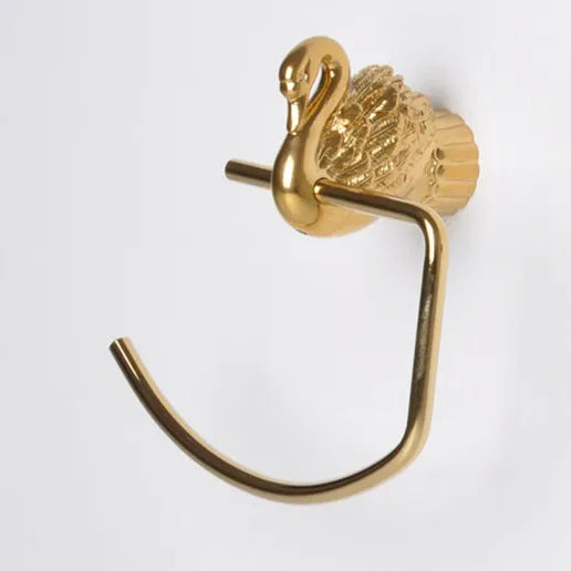 accessoires salle bain or cygne porte serviettes porte brosse dents élégants fixations murales ensemble