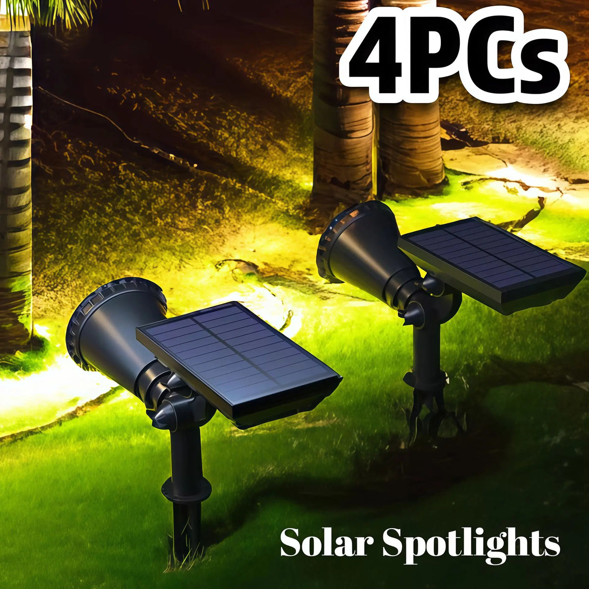 projecteur solaire led noir pied métal extérieur réglable lumière moderne jardin