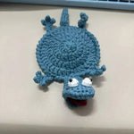 coasters crochetés lézard créatifs artisanaux beige bleu vert adhésifs mignons 3d diys