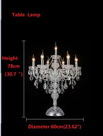 lampe poser sol cristal or argent brillante pendeloques classique baroque transparente