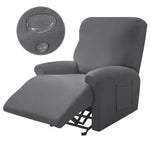 Housse fauteuil inclinable gris clair uni moderne adhésif poche respirante durable confortable hydrofuge lavable