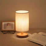 lampe table led usb moderne minimaliste abatjour tissu opaque bois clair chambre coucher