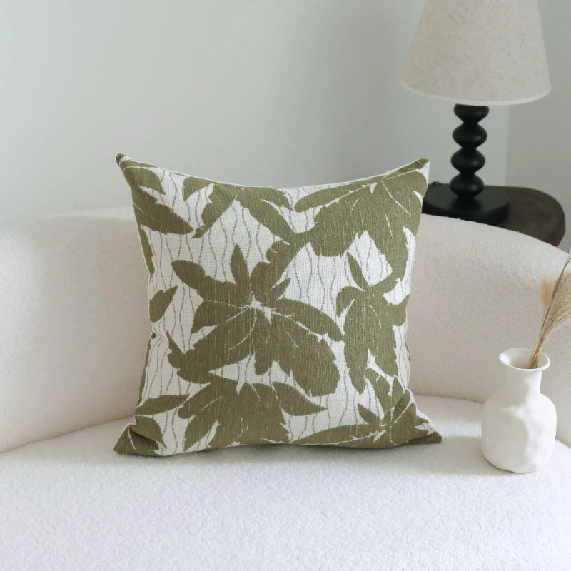 taies d'oreiller fleur motif feuilles vertes moderne maison sans coeurversible polyester