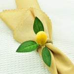 porte serviettes citron feuilles métal corde tressée bord festonné décoration table rustique 12cm haute