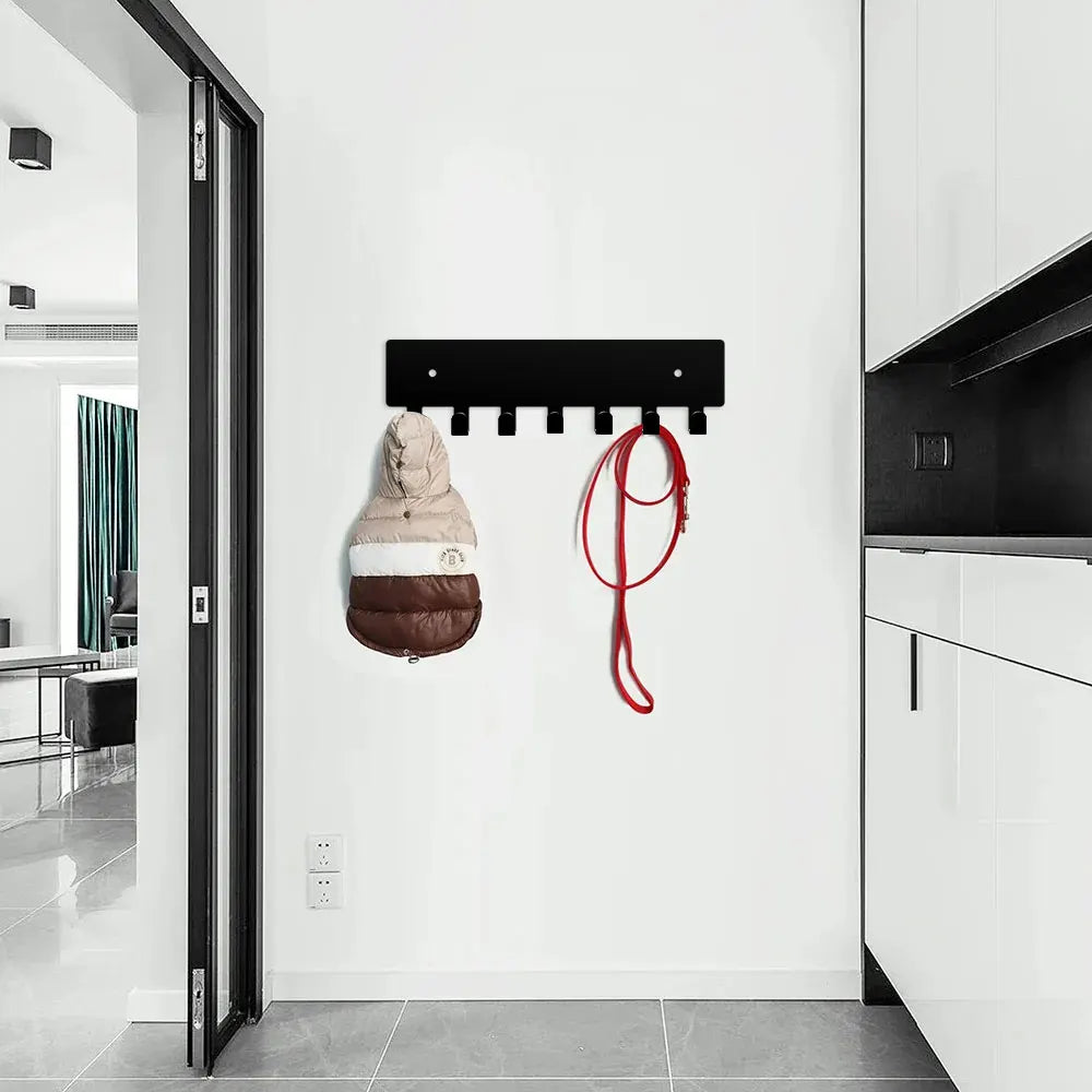 porte clés mural moderne noir plusieurs crochets fixations vissées accroche clés porte monnaie télécommandes