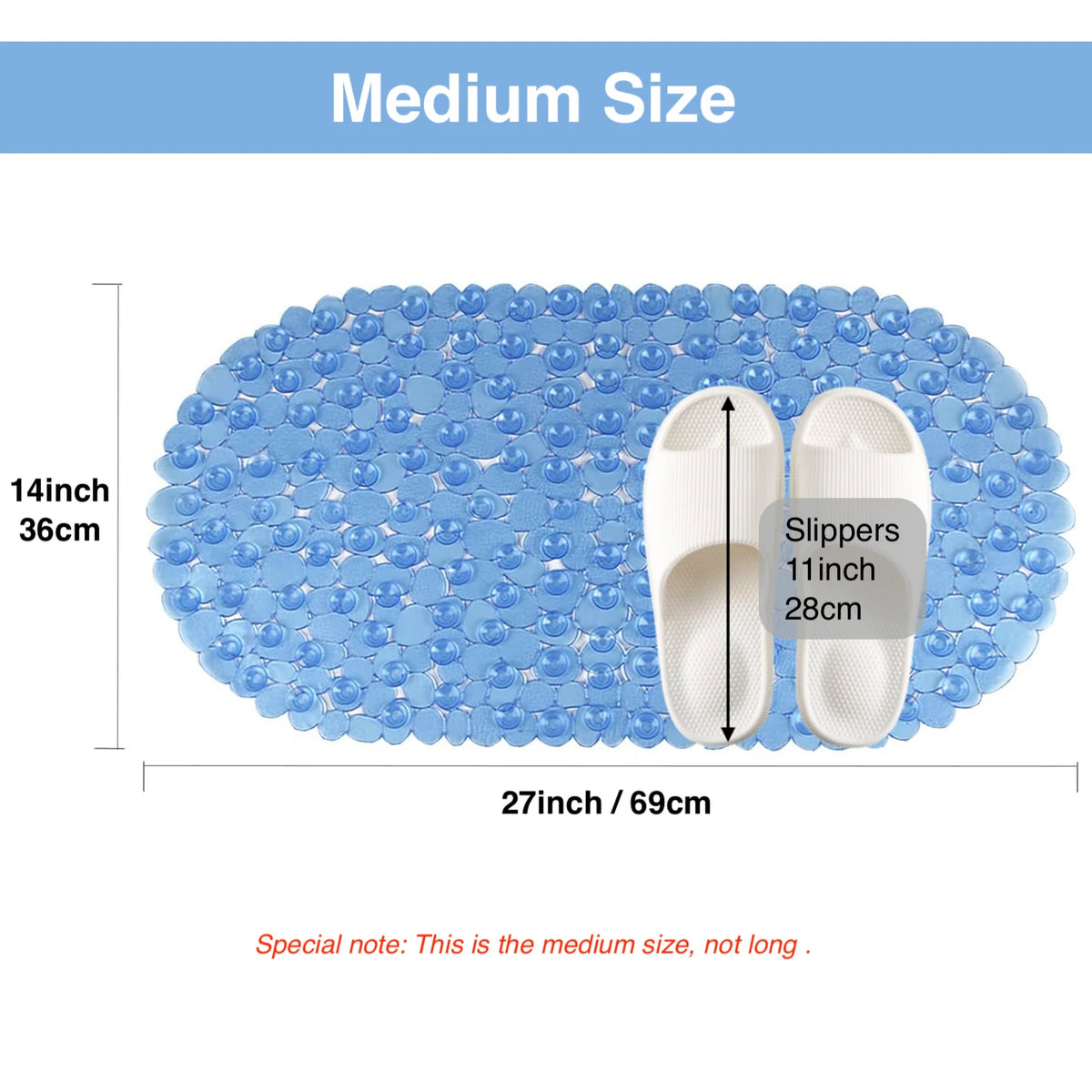 tapis bain bleu clair relief drainage moderne ventouses 24x16 pouces