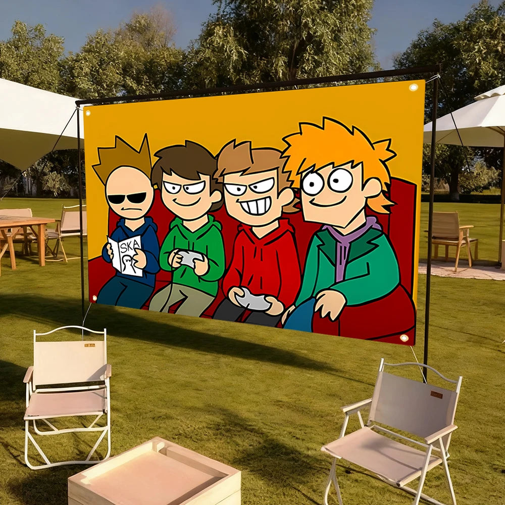 écran projection pop art dessins animés multicolore clips accroché 180cm 150cm chambre