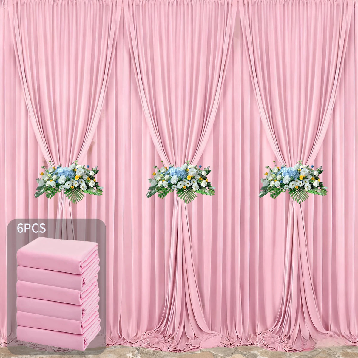 rideau fond scène blanc rose rouge moderne panneaux poignées 5ft 10ft opaques