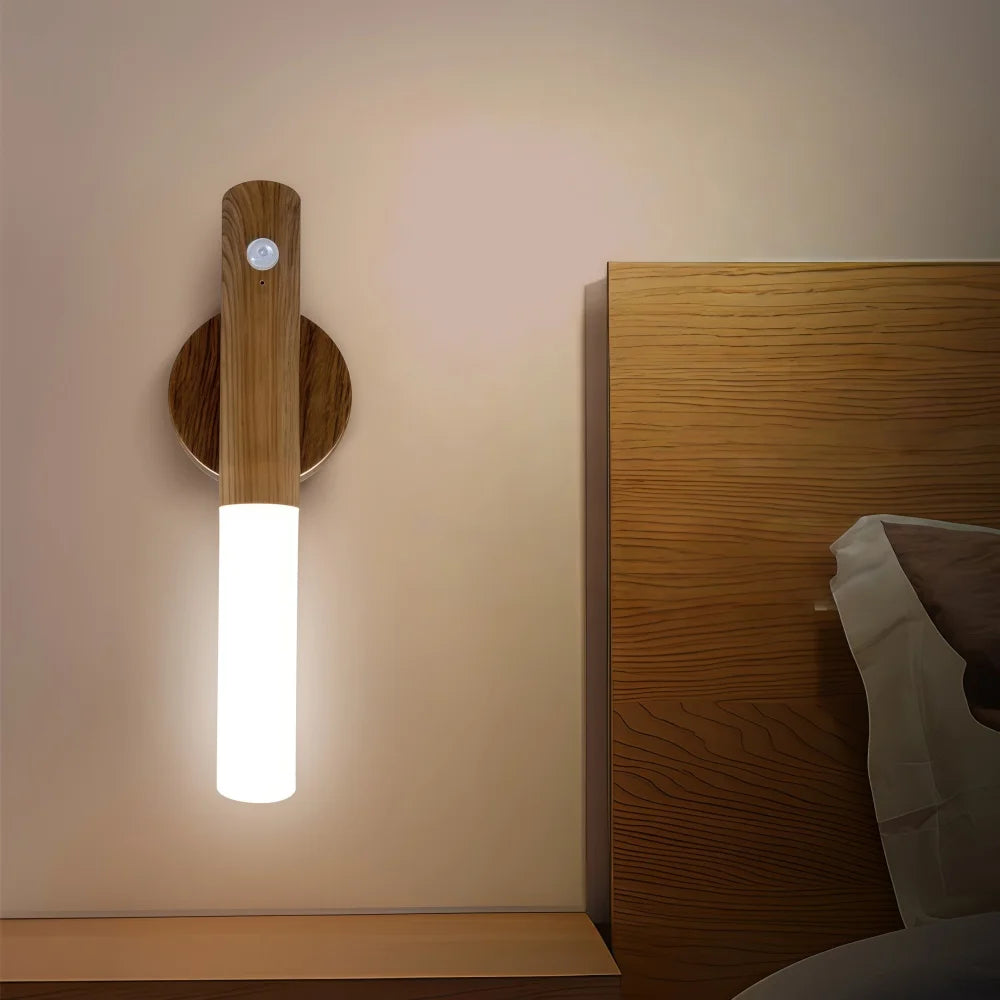 veilleuse led motion sensor lampe murale moderne blanc noir bois clair chambre entrée étude