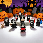 figurines squelette crâne bonbons casque livre halloween decoration maison erotique cartoony