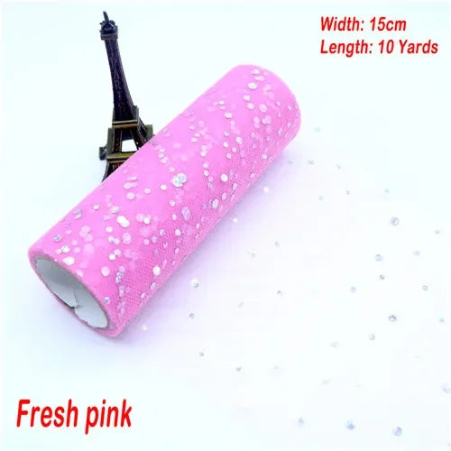 tulle paillettes bleu rose vert violet noir blanc 15cm 10yards polyester décoratif mariage anniversaire